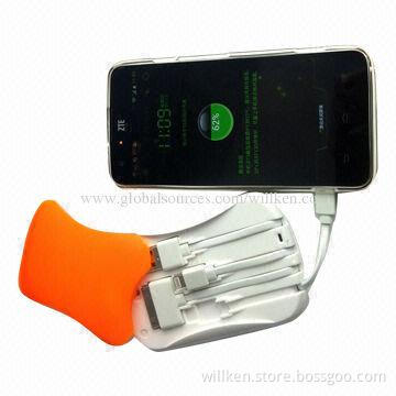 Portable Power Banks w/ iPhone 4/iPhone 5/Samsung Charge Line Inside, No Worry for Lost Charge Line